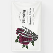 Whimsical Burgundy Floral Gothic Wedding Willkomme Banner (Vertikal)