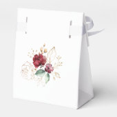 Whimsical Burgundy Gold Blume Monogram Wedding Geschenkschachtel (Rückseite)