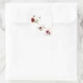 Whimsical Burgundy Gold Blume Monogram Wedding Quadratischer Aufkleber (Tasche)