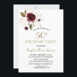 Whimsical Burgundy Gold Floral 50. Geburtstag Einladung<br><div class="desc">Einzigartiges und elegantes Design mit zartem Gold umrissenen Blume und waschfarbenen bordeauxfarbenen Blume; auf der Rückseite Blumenampersand und Initialen. Verwenden Sie das Tool Personalisieren,  um Ihre Informationen hinzuzufügen. Besuchen Sie bitte meine Burgundy Gold Floral Collection.</div>