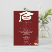 Whimsical Burgundy Graduation Party Dinner Menü Menükarte (Stehend Vorderseite)