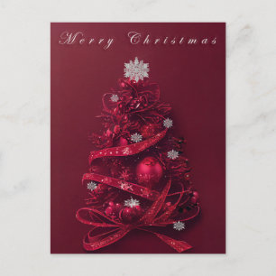 Whimsical Burgundy Weihnachtsbaum Postkarte
