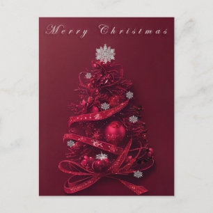 Whimsical Burgundy Weihnachtsbaum Postkarte