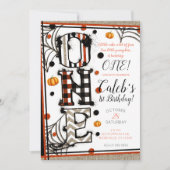 Whimsical Burlap Halloween Mashup 1. Geburtstag Einladung (Vorderseite)