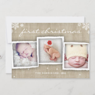 Whimsical Burlap Rustic Frohe Weihnachts-Foto Feiertagskarte