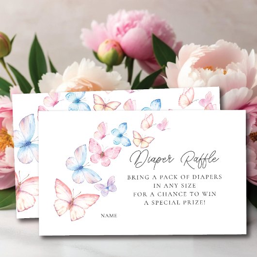 Whimsical Butterfets Diaper Raffle Begleitkarte