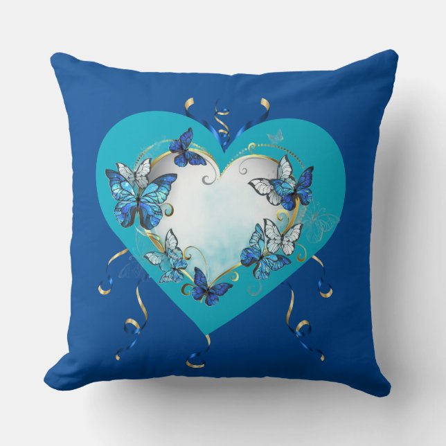 Whimsical Butterflies Heart Pillow Kissen (Vorderseite)
