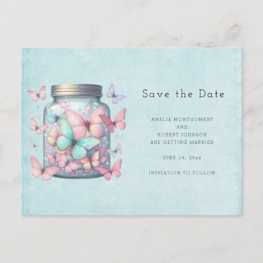 Whimsical Butterflies in a Jar Ankündigungspostkarte (Vorderseite)