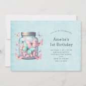 Whimsical Butterflies in a Jar Birthday Einladung (Vorderseite)