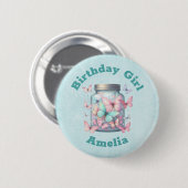 Whimsical Butterflies in a Jar Birthday Girl Button (Vorne & Hinten)