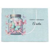 Whimsical Butterflies in a Jar Birthday Große Geschenktüte (Vorderseite)