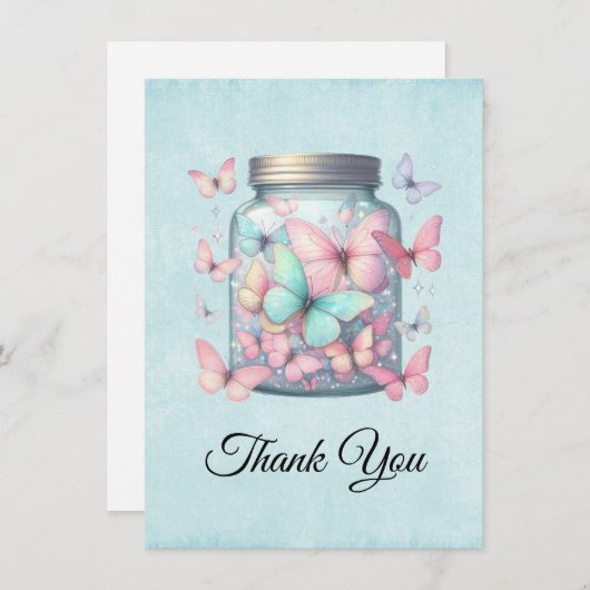 Whimsical Butterflies in a Jar Dankeskarte (Vorne/Hinten)