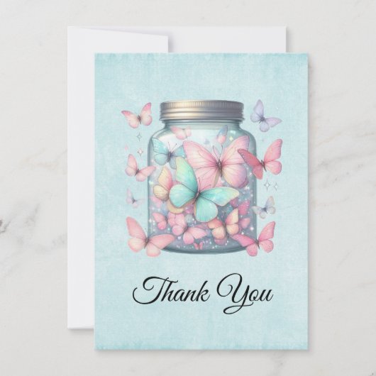 Whimsical Butterflies in a Jar Dankeskarte (Vorderseite)