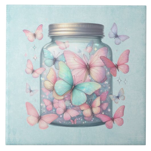  Whimsical Butterflies in a Jar Fliese (Vorderseite)