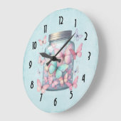 Whimsical Butterflies in a Jar Große Wanduhr (Winkel)