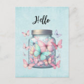 Whimsical Butterflies in a Jar Hello Postkarte (Vorderseite)