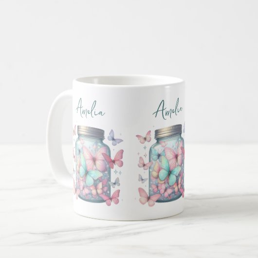 Whimsical Butterflies in a Jar Kaffeetasse (Vorderseite Links)