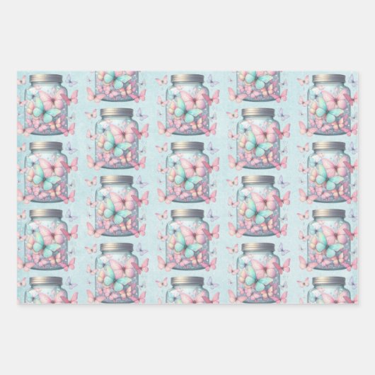  Whimsical Butterflies in a Jar Pattern Geschenkpapier Set (Vorderseite 3)