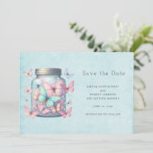 Whimsical Butterflies in a Jar Save The Date (Stehend Vorderseite)