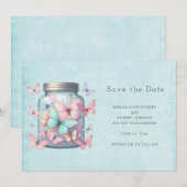 Whimsical Butterflies in a Jar Save The Date (Vorne/Hinten)