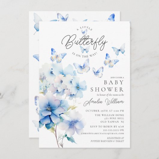 Whimsical Butterflies Kinderdusche Einladung (Vorne/Hinten)