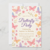 Whimsical Butterfly 1st Birthday Party Einladung (Vorderseite)
