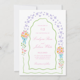 Whimsical Butterfly and Floral Weditation Einladung