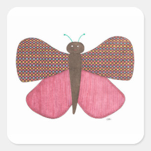 Whimsical Butterfly Art Sticker-Erin Brie Art Squa Quadratischer Aufkleber
