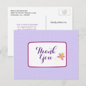 Whimsical Butterfly auf Lilac Polka Dots Danke Postkarte (Vorne/Hinten)