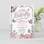 Whimsical Butterfly Baby Shower Einladung (Stehend Vorderseite)