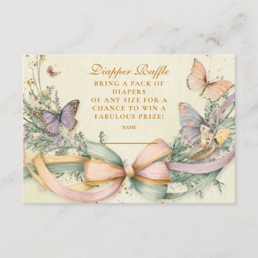 Whimsical Butterfly Bow Diapper Raffle Begleitkarte (Vorderseite)