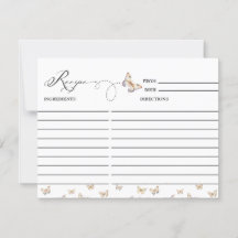 Whimsical Butterfly | Brautparty-Rezept-Karte
