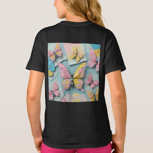 ✨ Whimsical Butterfly Dreams - Cartoon-Style T-Shi T-Shirt (Rückseite)