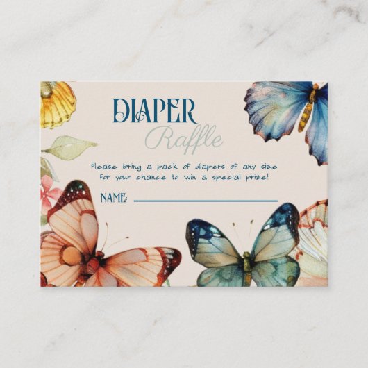Whimsical Butterfly Fairytale Diaper Raffel Begleitkarte (Vorderseite)
