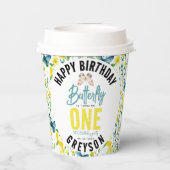 Whimsical Butterfly Floral 1. Geburtstag Pappbecher (Rückseite)