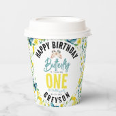Whimsical Butterfly Floral 1. Geburtstag Pappbecher (Vorderseite)