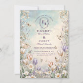 Whimsical Butterfly Garden Floral Wedding Einladung (Vorderseite)