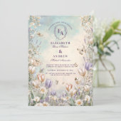 Whimsical Butterfly Garden Floral Wedding Einladung (Stehend Vorderseite)