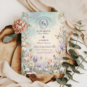Whimsical Butterfly Garden Floral Wedding Einladung