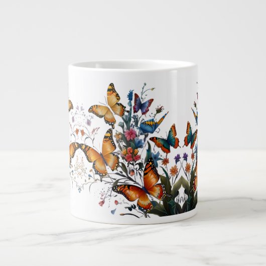 Whimsical Butterfly Garden Jumbo-Tasse (Vorderseite)