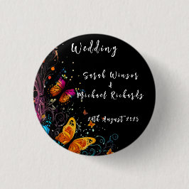Whimsical Butterfly Garden Postcard Button