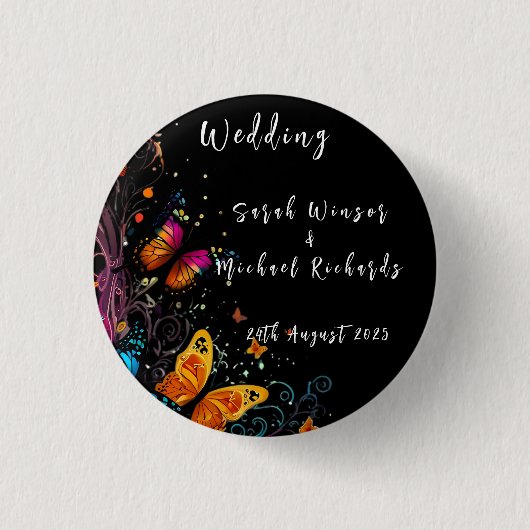 Whimsical Butterfly Garden Postcard Button (Vorderseite)
