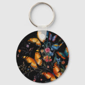 Whimsical Butterfly Garden Postcard Schlüsselanhänger (Rückseite)