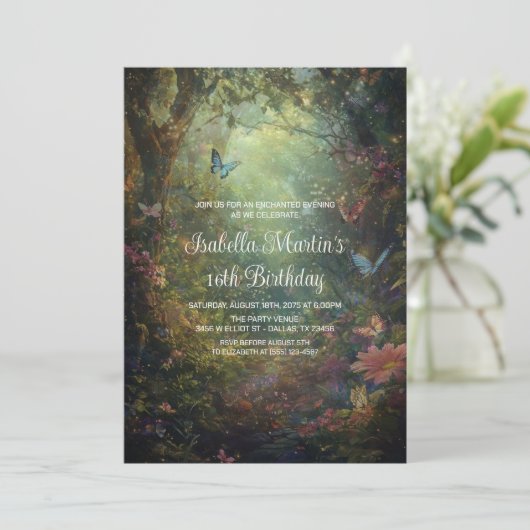 Whimsical Butterfly Garden verzaubert jede Veranst Einladung (Stehend Vorderseite)