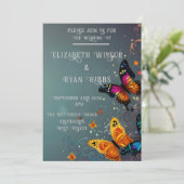 Whimsical Butterfly Garden Wedding Einladung (Stehend Vorderseite)