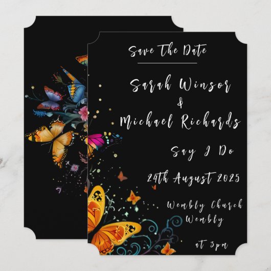 Whimsical Butterfly Garden Wedding Einladung (Vorne/Hinten)