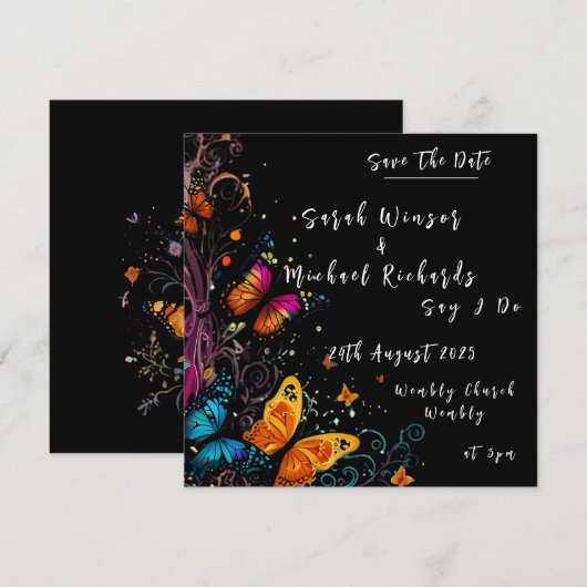 Whimsical Butterfly Garden Wedding Einladung (Vorne/Hinten)