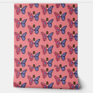 Whimsical Butterfly Girl Wallpaper Floral Fairy Tapete