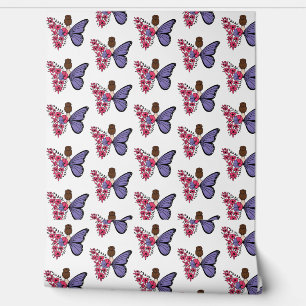 Whimsical Butterfly Girl Wallpaper Floral Fairy Tapete