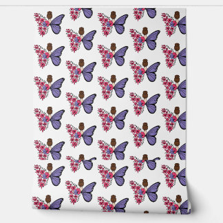 Whimsical Butterfly Girl Wallpaper | Floral Fairy Tapete